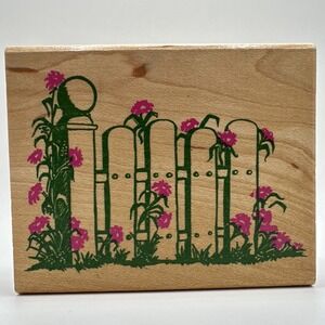 Rubber Stampede Flowering Fence Z593F Wood Mounted Rubber Stamp